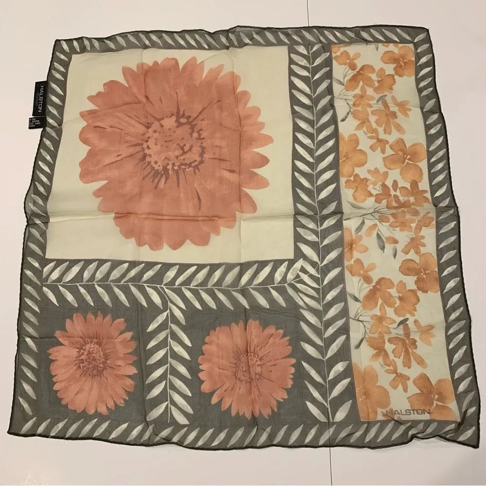 Halston‎ Silk Floral Scarf